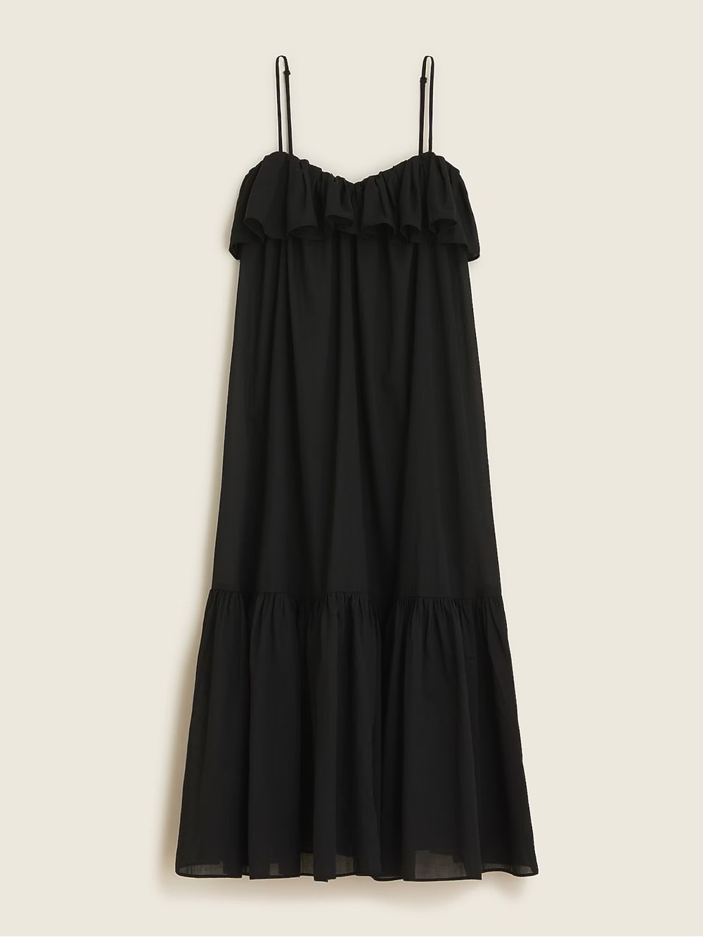 J. Crew Spaghetti strap ruffle dress in sheer gauzy 100% cotton
